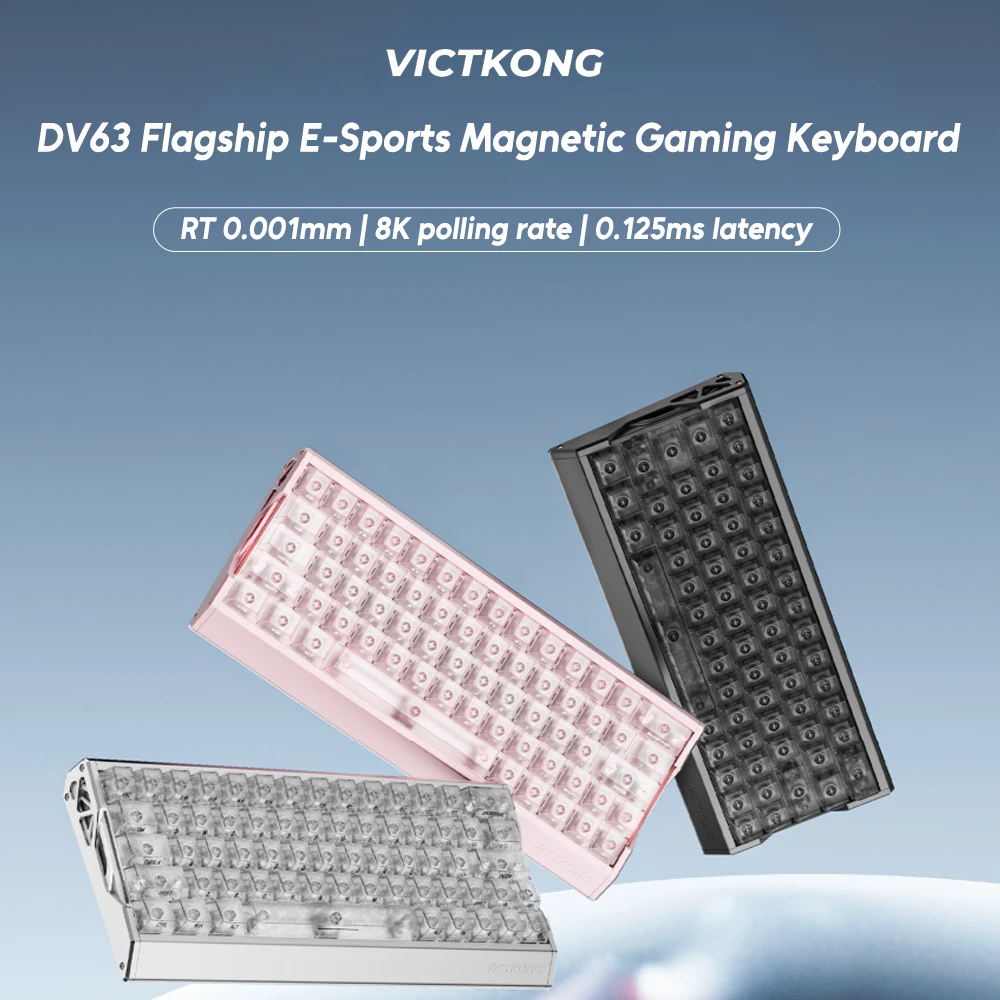 VICTKONG DV63 Wired Gaming Magnetic Mechanical Keyboard 63% RT0.001mm 8KHz 0.125ms Delay RGB Gamer Keyboard Supports SOCD DKS RT