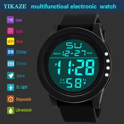 YIKAZE Men's Sports Watch luminous Waterproof Alarm Clock Man Digital Watches Multifunction Military Electronic Wristwatch