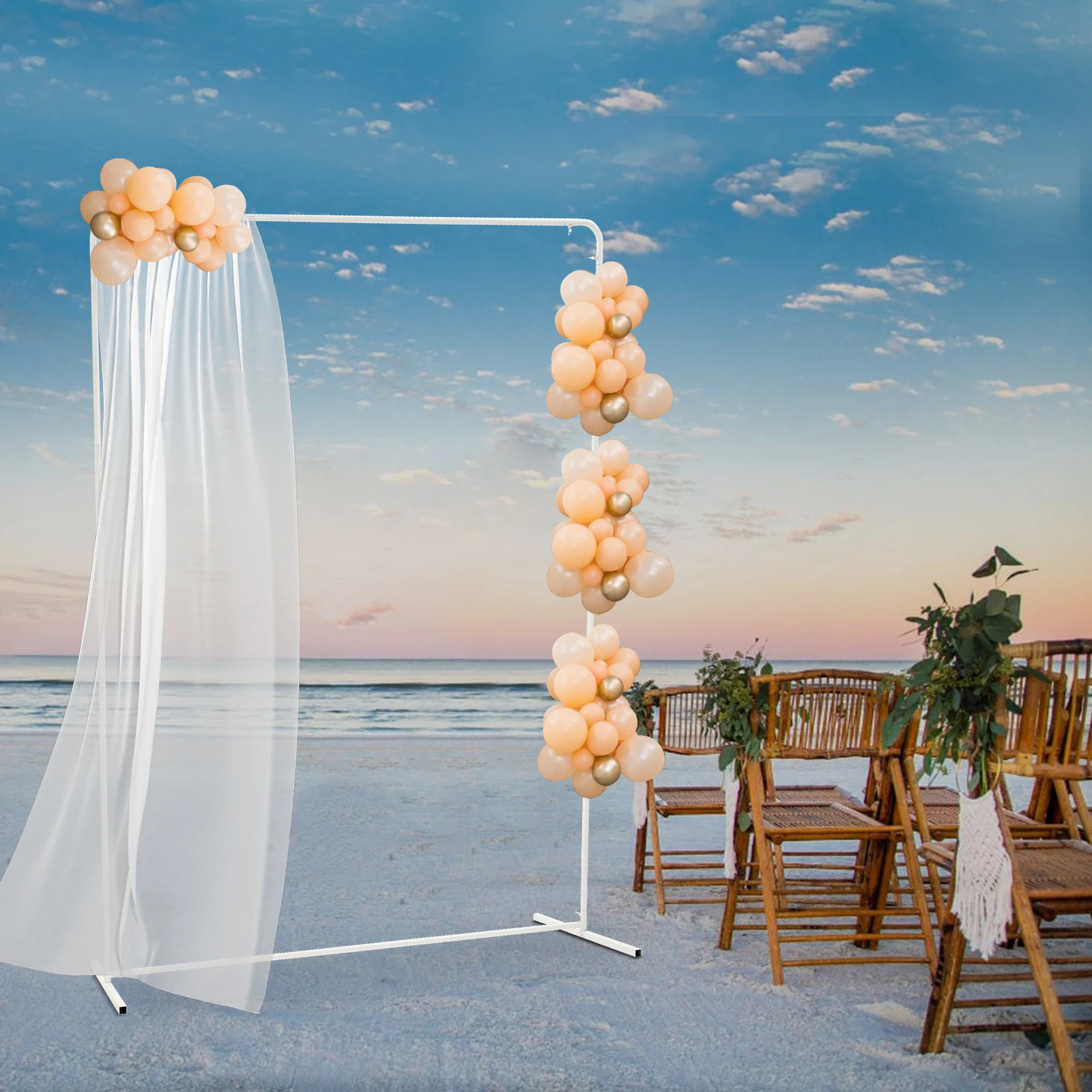 1.5 * 2m White Wedding Pole Bracket With Pull Rod Wedding Backdrop Stand