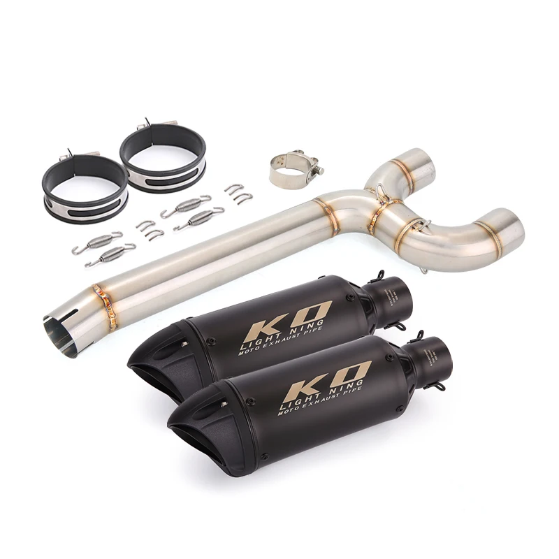 Slip On For Yamaha FZ6 FZ6N FZ6S 2004-2011 Motorcycle Exhaust Mid Link Pipe LR Muffler Stainless Steel 320mm Escape DB Killer view 4
