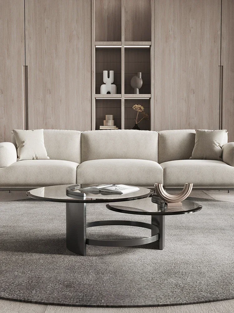 

Light Luxury Coffee Table Living Room Small Apartment round Tea Table Tempered Glass Creative Furniture