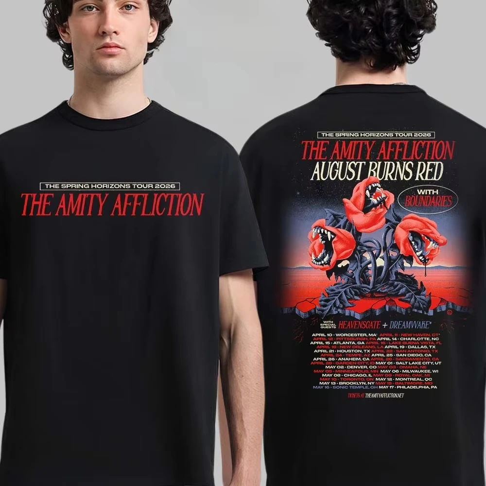 The Amity Affliction House of Cards Graphic Tee Spiked Mask Metalcore Streetwear Casual Unisex