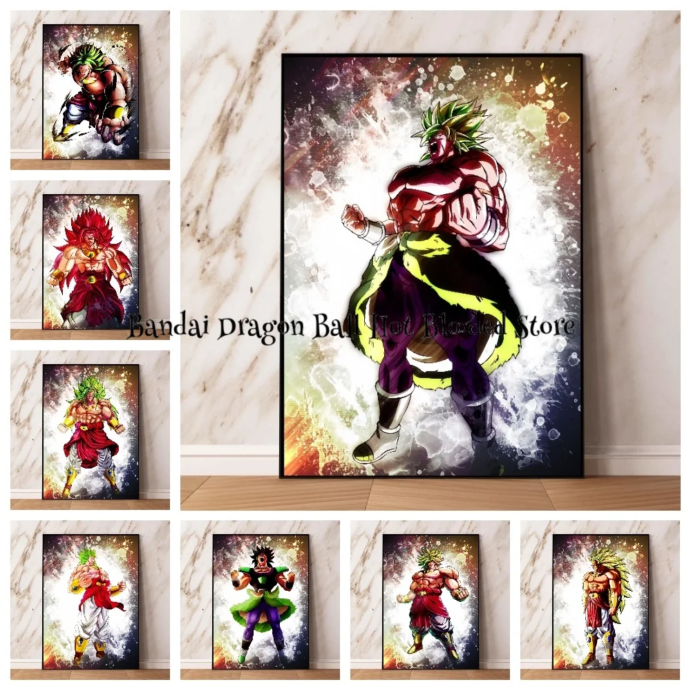 Canvas Painting Hot-blooded Dragon Ball Anime Figures Super Saiyan Broly HD Art Poster Picture Living Room Decoration Paintings