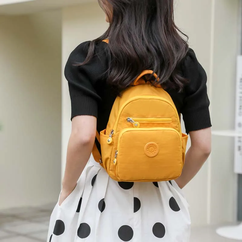 Women Casual Backpack Fashion Mini Nylon School Bag for Girls Minimalist Solid Light Weight Small Travel Backpacks Mochilas