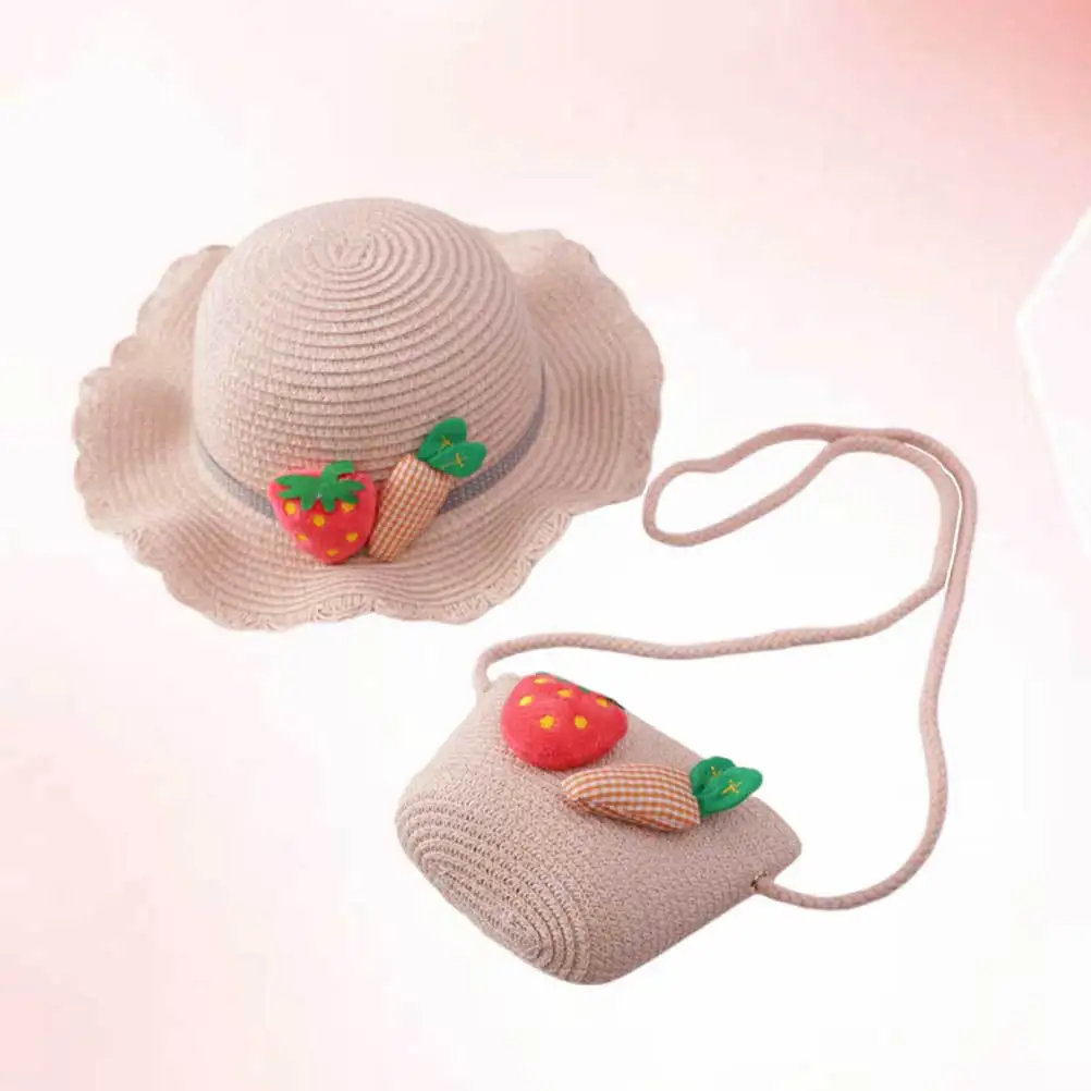 الأميرة لعب الأدوار قبعة الوردي 54 سنتيمتر حقيبة رائعتين الشمس حماية القش قبعة الصيف واسعة حافة الأشعة فوق البنفسجية درع المشي لمسافات طويلة التخييم الشاطئ التبعي