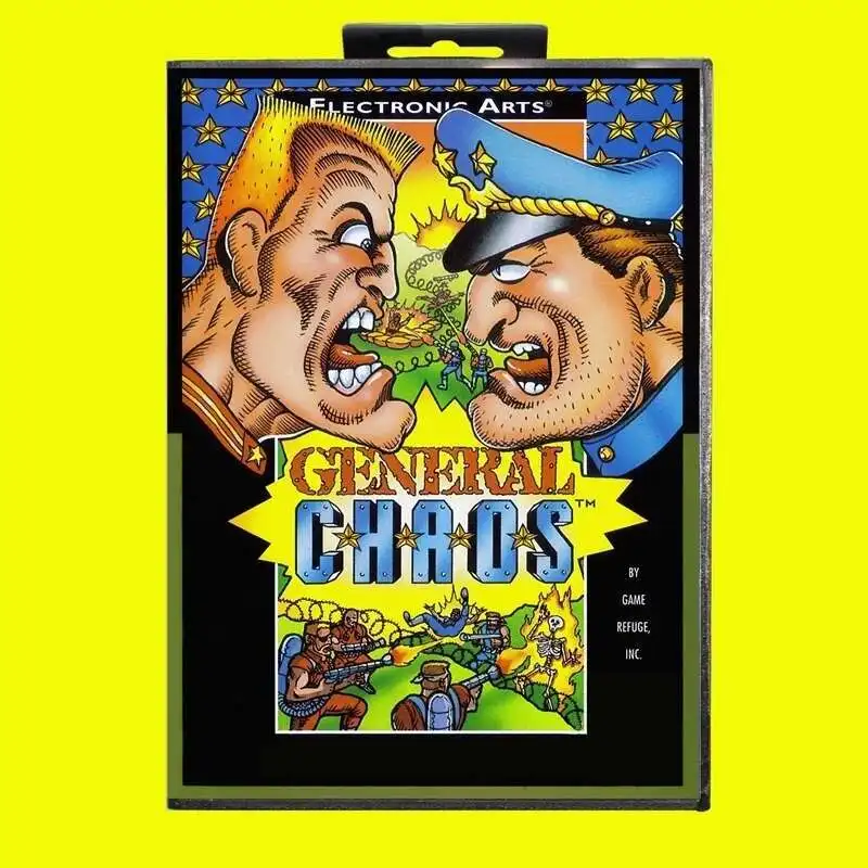 Tarjeta de juego General Chaos MD de 16 bits con caja estadounidense para cartucho de consola de videojuegos Sega Megadrive Genesis