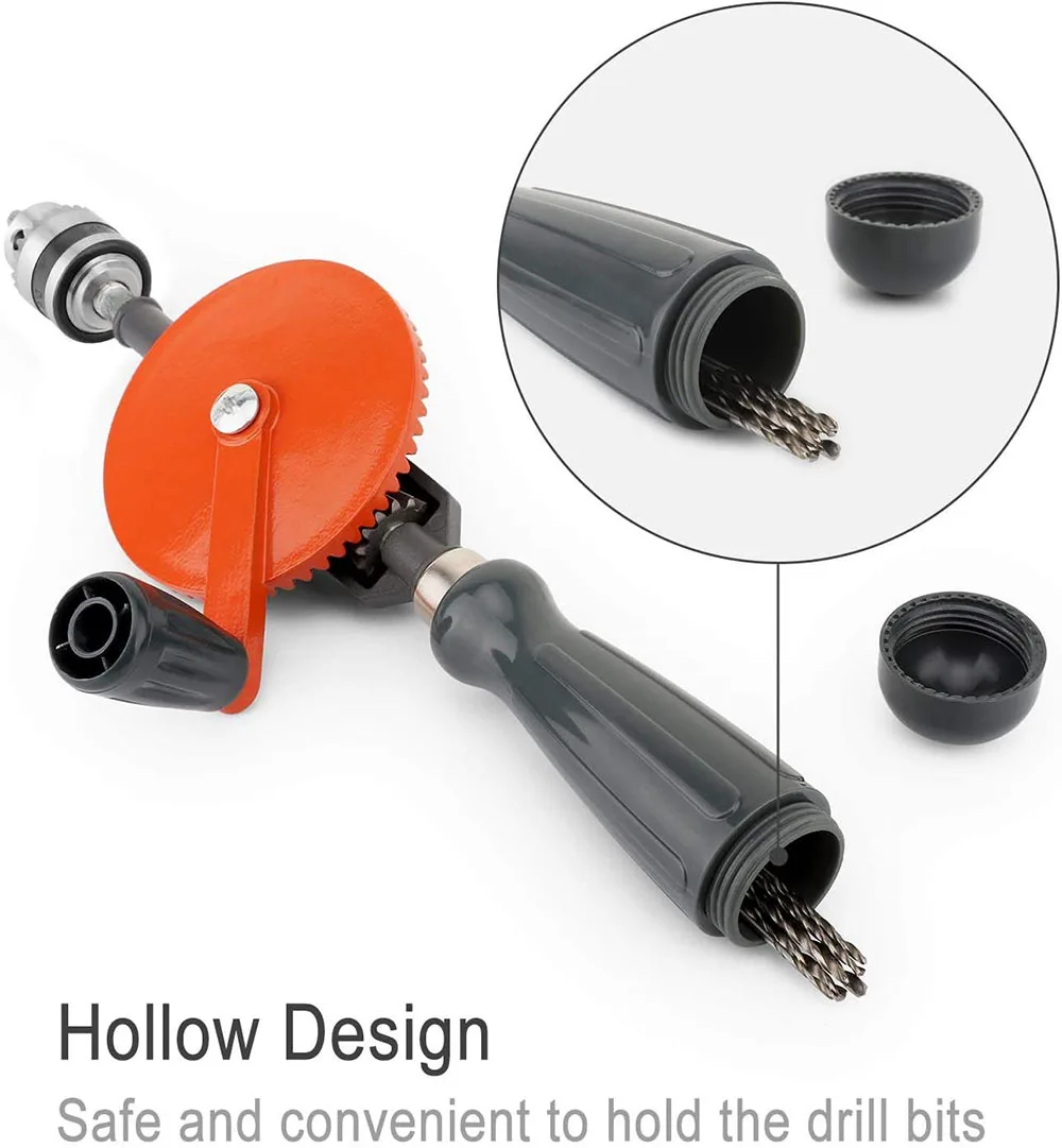 Hand Drill 1/4 3/8 Inch Double Pinions Crank Drill Capacity Manual Drilling Tool For Wood Plastic Acrylic Circuit Board Punching