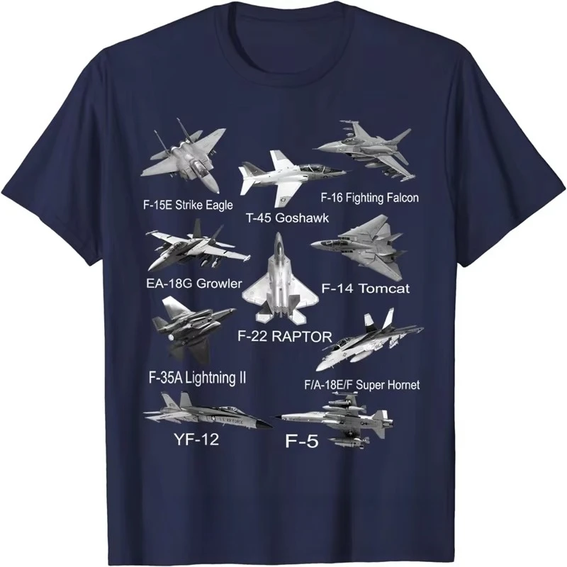 2026 New American Fighters Jets F22 Raptor F14 Tomcat Plane T-Shirt Unisex Cotton T Shirt Oversized Tees Tops
