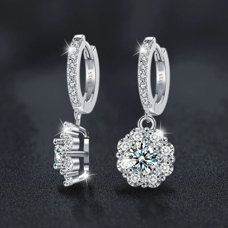 

ZFSILVER модные серьги из серебра 925 пробы с муассанитом, классический модный дизайн, висячие серьги с подсолнухом для женщин, аксессуары, ювелирные изделия, подарок XEZ048