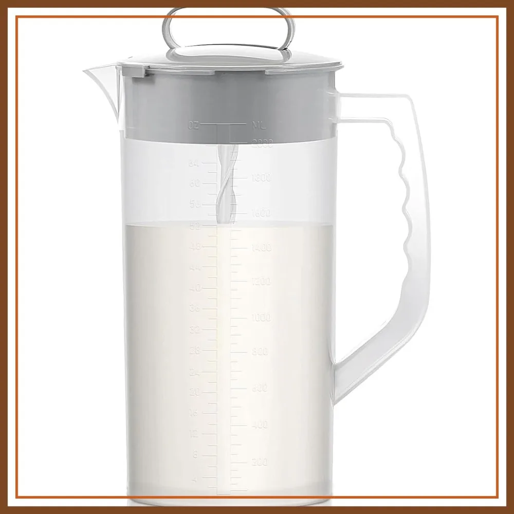 

64oz/2000ml Mixing Pitcher with Lid for Formula, Coffee, Milk, Juice - Angled Blades & Adjustable Plunger