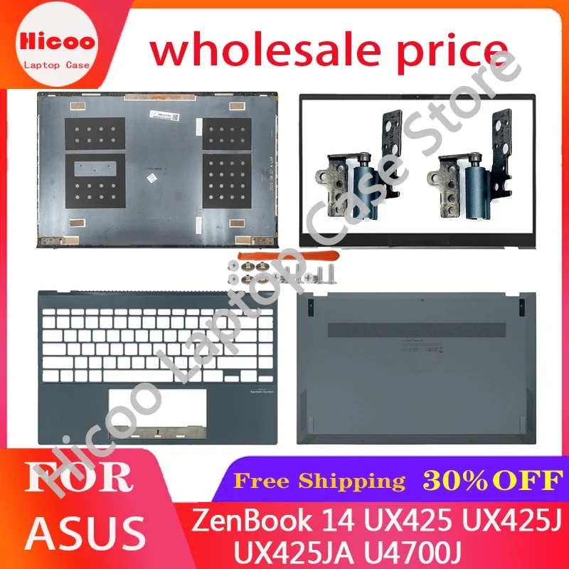 New For ASUS ZenBook 14 UX425 UX425J UX425JA U4700J LCD Back Cover Front Bezel Palmrest Bottom Case Hinges Top Upper