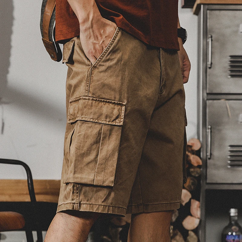 

American Retro Workwear ort Pants Men Summer Trend Loose Large Size Casual Five-Point Pants Youth Vitali Sle Cotton Bre...