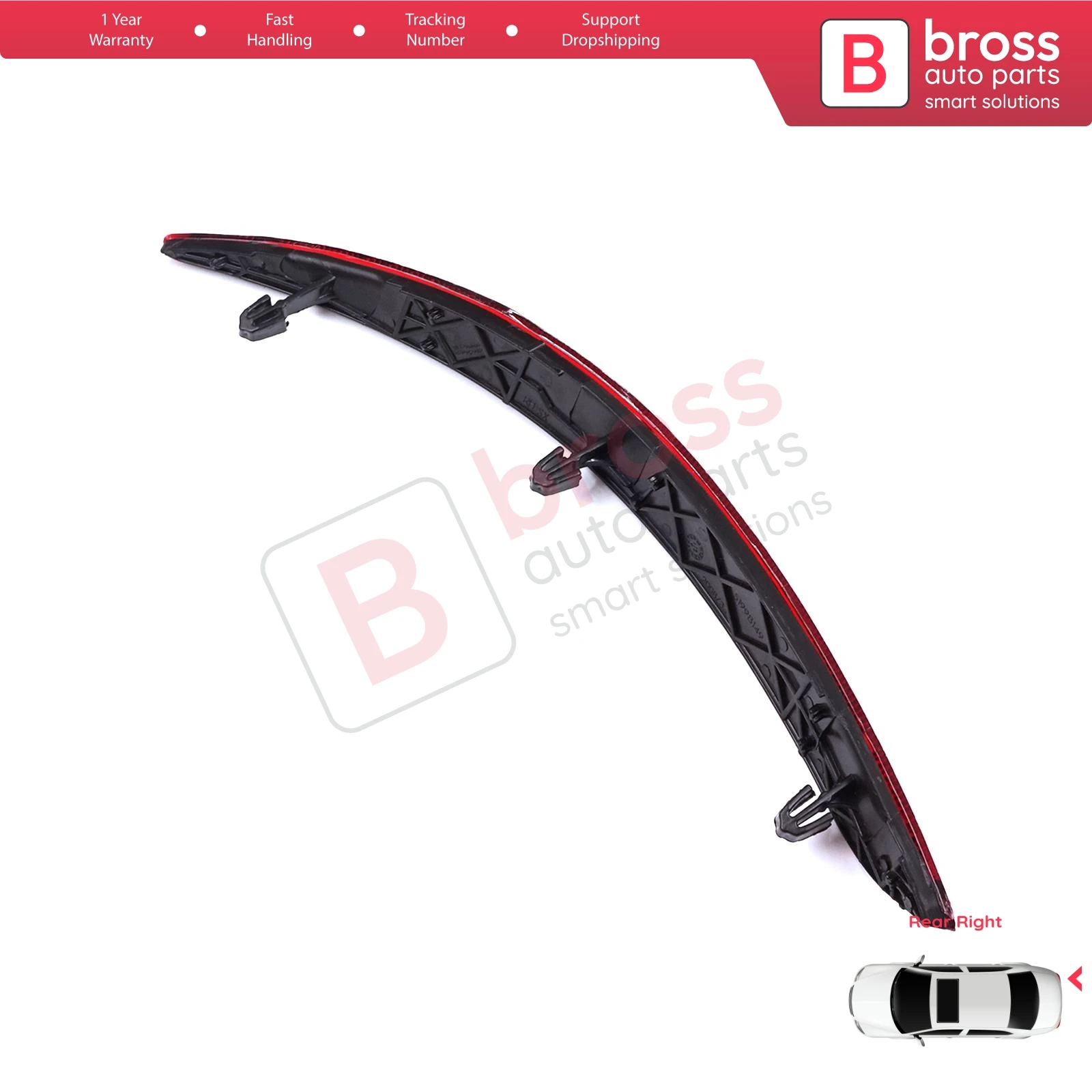 BSP1172-2 Rear Right Side Bumper Reflex Reflector for Fiat Tipo MK2 356 357 Egea 2015-On 4-Door Sedan 51998149