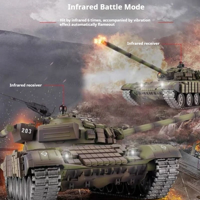 รถถังเฮงหลงบังคับวิทยุ รุ่น T72 ขนาดใหญ่ ตีนตะขาบโลหะ สำหรับขับขี่ออฟโรด ของเล่นเด็กผู้ชาย รถบังคับวิทยุ ดีไซน์เกราะทนทาน สำหรับเป็นของเล่นที่สมบูรณ์แบบ