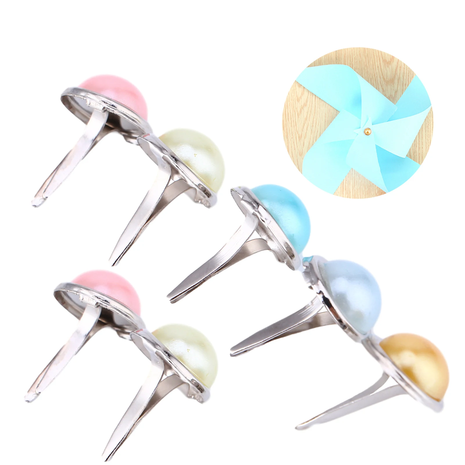 

50 Pcs Decorative Nails Round Fasteners Craft Decoration Mini Alloy Brads Paper Crafts Scrapbooking Various Colors Random Pearl