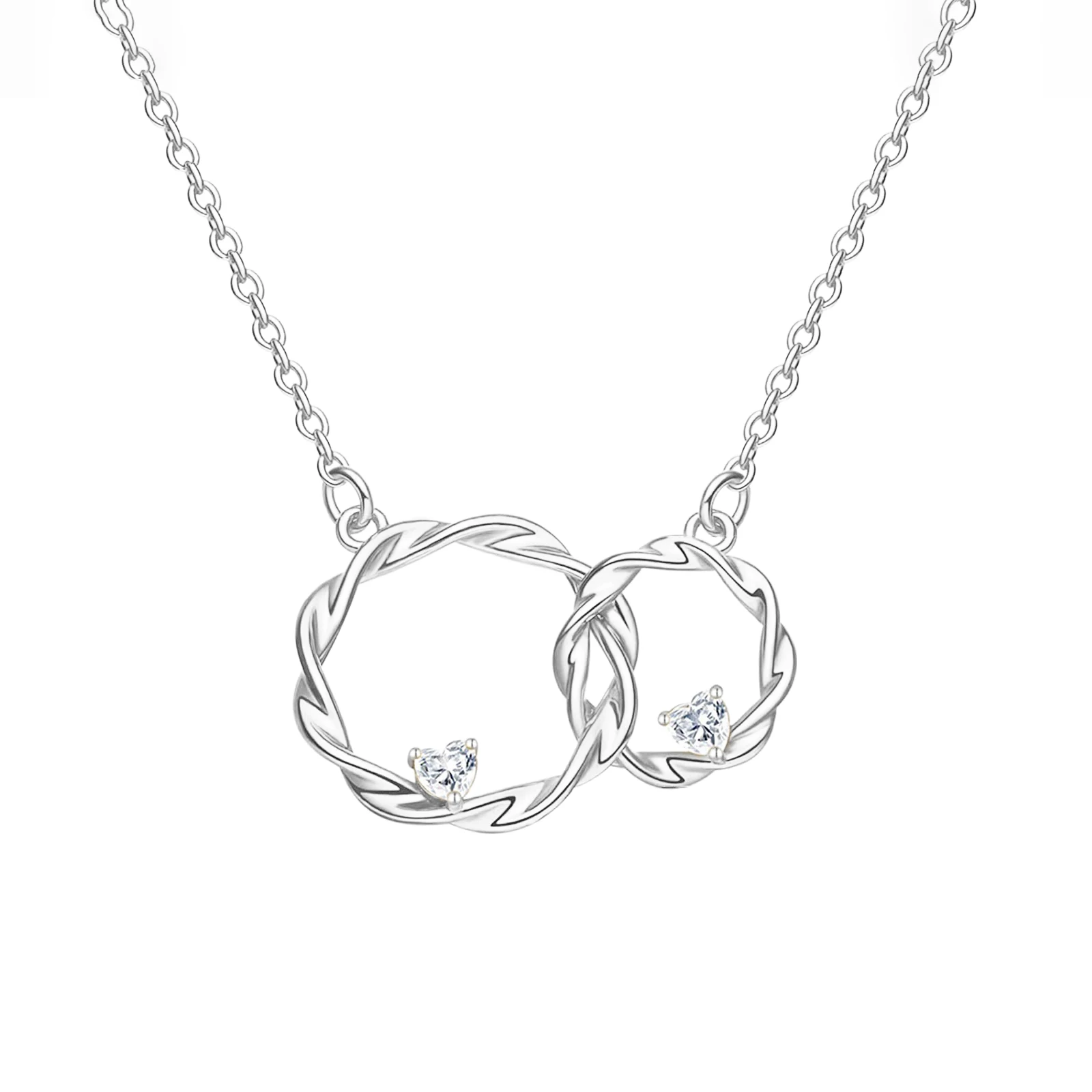 

Double ring twist necklace simple ring interlocking pendant necklace