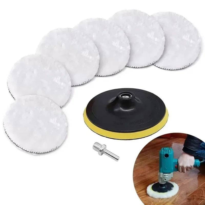 

Polishing Pads with M10 Drill Adapter(125mm) Wool Polishing Buffing Pad, 8 Pack Car Polishing Pads for Drill, Professional Wool
