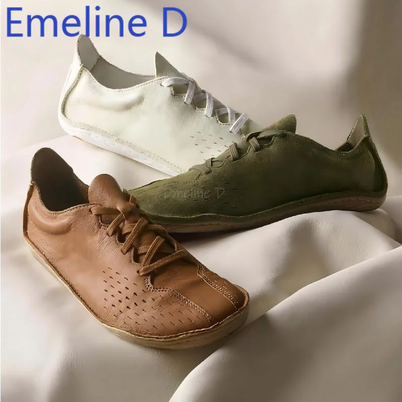 Lace Up Flat Shoes Fashionable Round Toe Mesh Casual Lightweight Versatile Comfortable Simple Lazy Commuting Hiking Shoes
