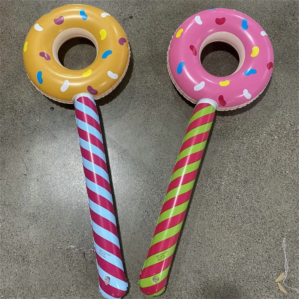 Candy Theme Inflatable Donut Donut รูปร่างหวานโดนัท Inflatable บอลลูน Sticks Bright สีขนาดใหญ่โดนัทบอลลูน