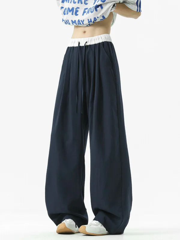 

Cotton Linen Men's Summer Thin Lazy Sle Casual Pants Cleanfit Drapey Knife Straight Leg Trousers Youth Active Sle