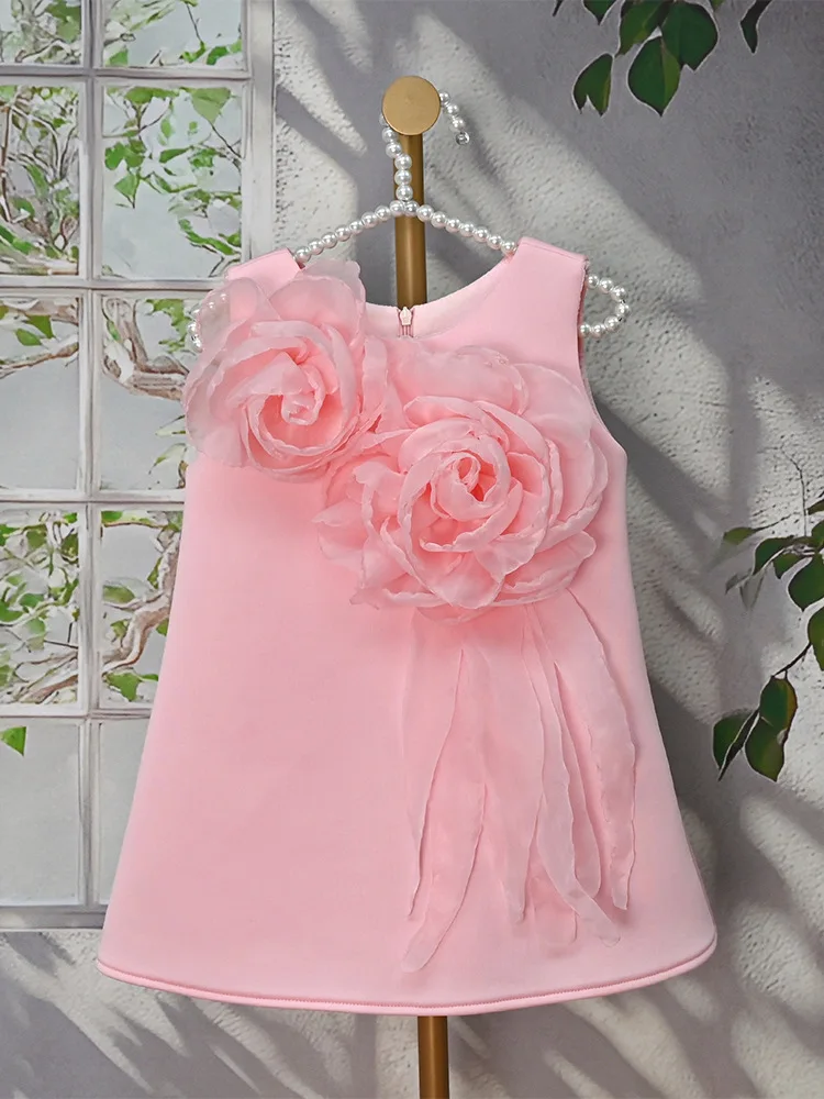 custom-sleeveless-3d-big-flower-satin-luxury-dress-women-wedding-guest-gown-kids-birthday-party-outfit-for-pageant-runway