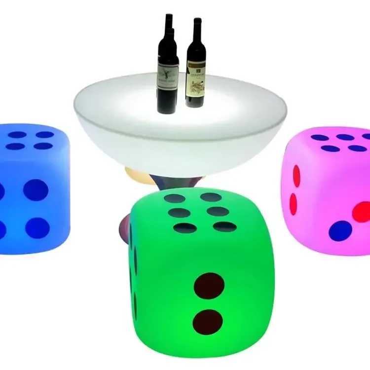 Outdoor waterproof LED luminous screen cup stool cube KTV round coffee table bar table and chairs