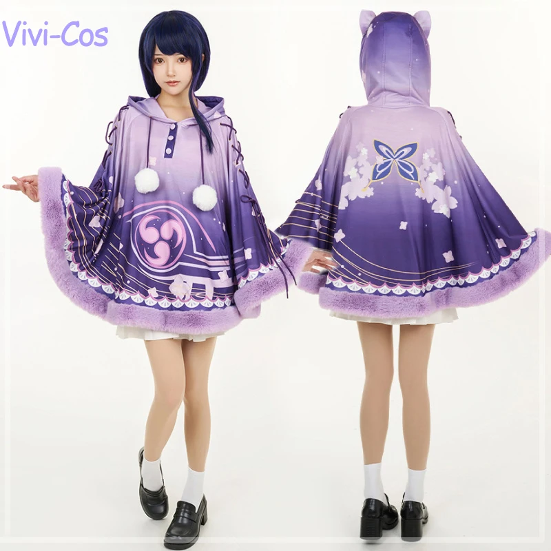 

Vivi-Cos Game Genshin Impact Raiden Ei Cute Cloak Windproof And Warm Cape Cosplay Costumes Halloween Role Play Party Outfit New