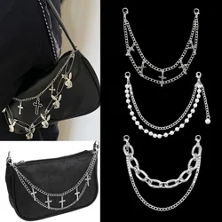 New Double Layer Bag Chain For Handbag Shoulder Bag Chain Men Bag Decoration DIY Punk Personality Cross Pendant Purse Chain 2024