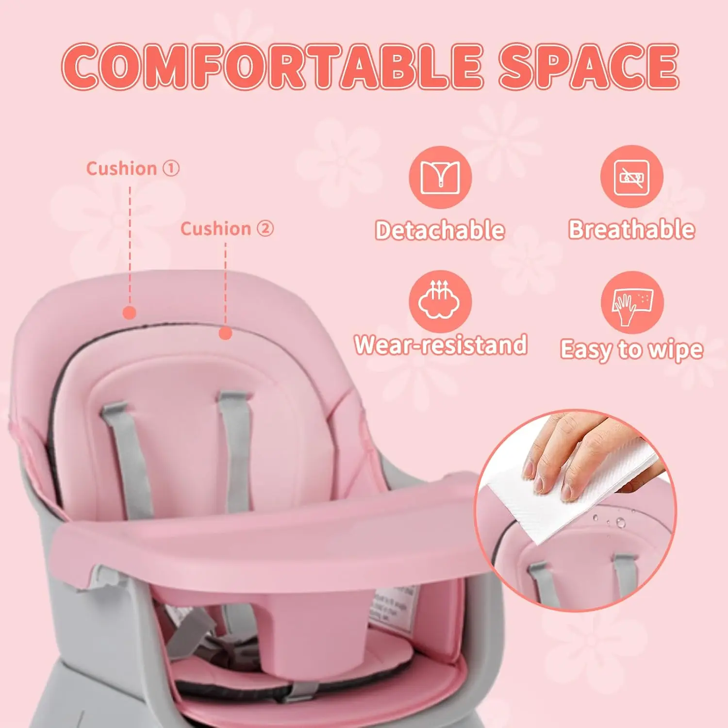 8 in 1 Baby High Chair, Coverts to Dining Booster Seat/Kids Table & Chair Set/Toddler Building Block Table/Kids Stoo