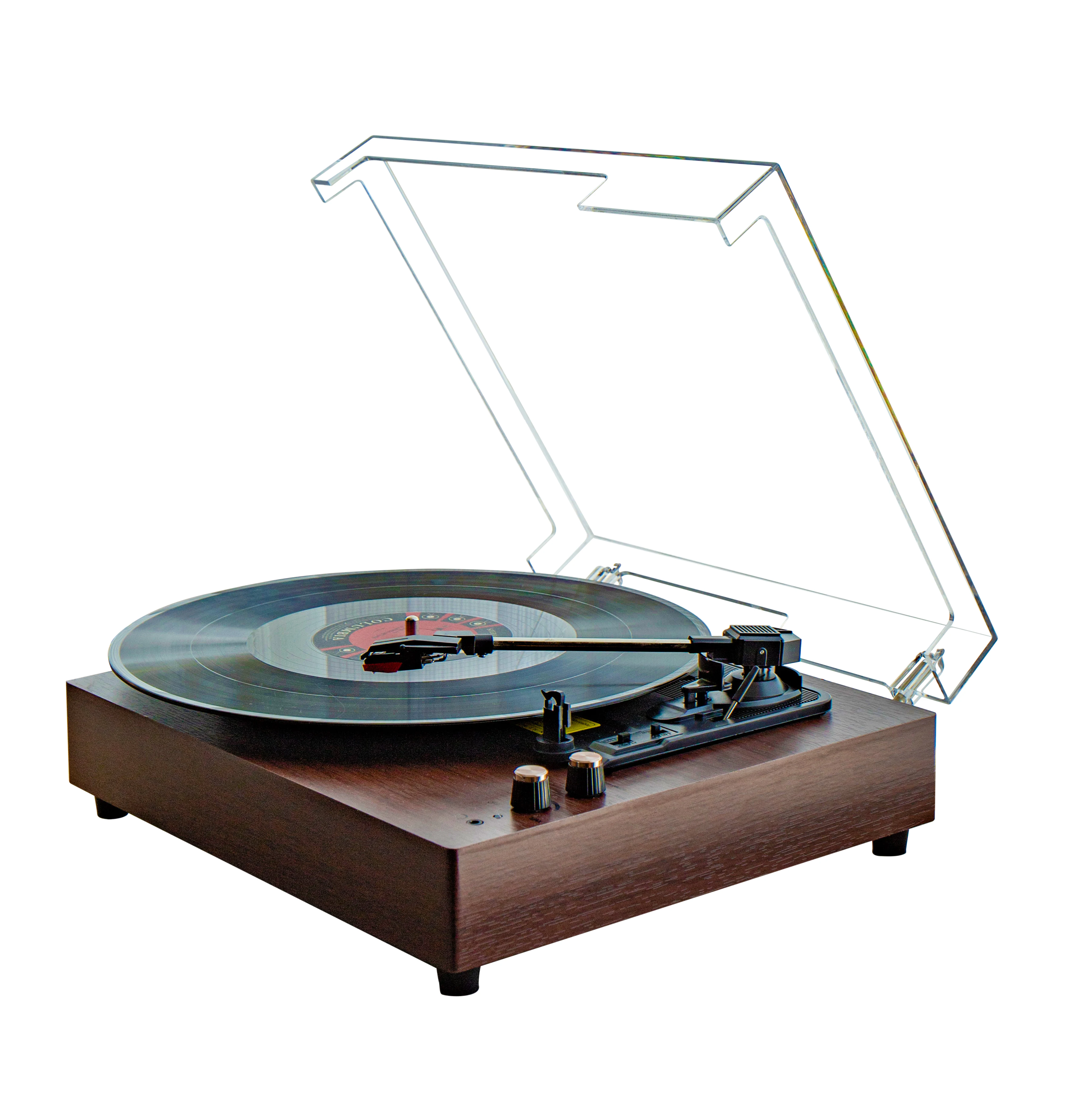 Record Player E300, Turntable, Record Player with 2 Stereo Speakers, Wireless 3-Speed 33/45/78RPM, Support Headphone Jack/USB/AU