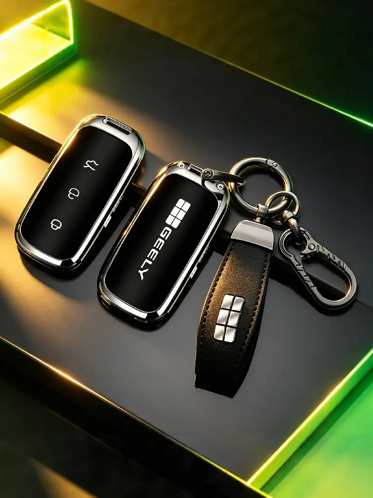 Schlüsselanhänger-Hülle mit vollständigem Schutz, stoßfest, für Geely EX5 Starray EM-i e.MAS 7, Premium-Zinklegierung, robustes Autozubehör. – Detail 1