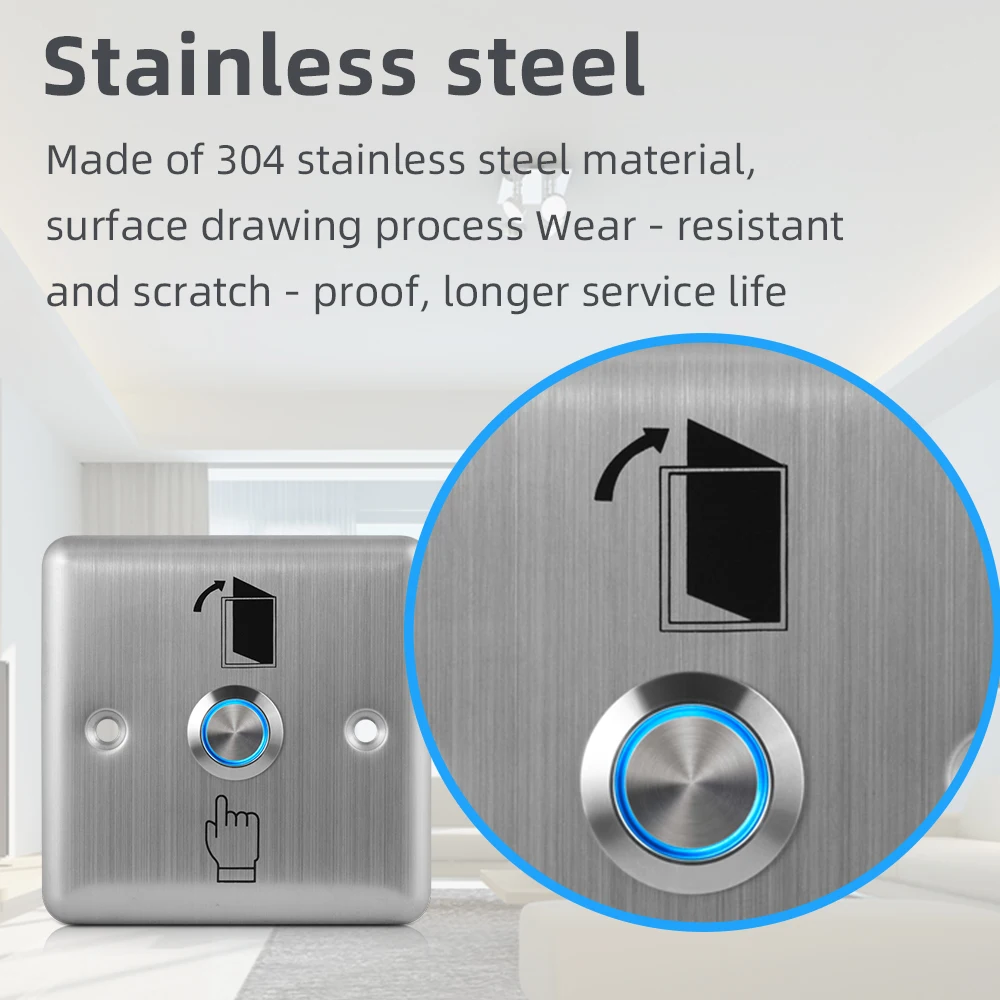 IP65 Waterproof Stainless Steel Exit Button - LED Backlit Door Release Switch with Access Control & Alarm System Integration