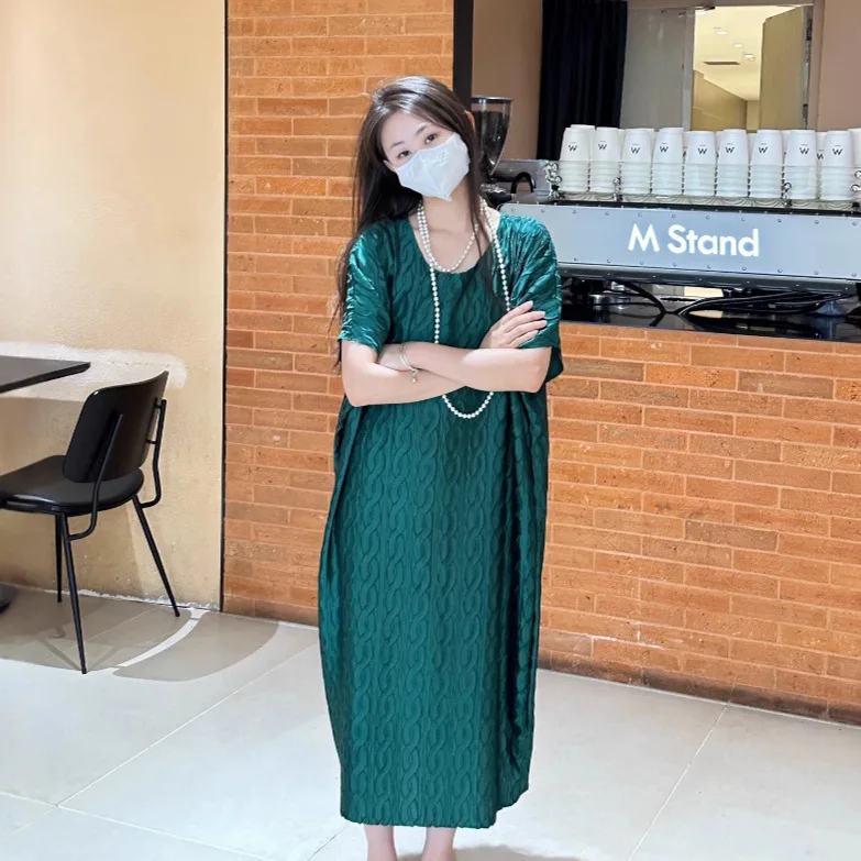 

Pleated Women Elegant Dress 2025 Summer New Solid Colour Classic Original Design Comfortable Casual Outdoor Dresses