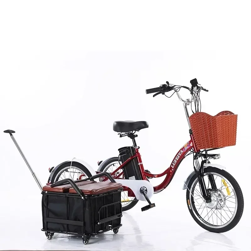 20Inch Adult elder 3Wheel E-Trike 350W48V12Ah Detachable Lithium Battery Electric Bike With Pull Basket Heavy Load Up To 180KG