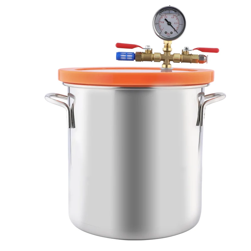 7 Gallon 28L Stainless Steel Vacuum Degassing Chamber Vacuum Defoaming Barrel For Silicone Resin AB Adhesive 300*390MM Acrylic L