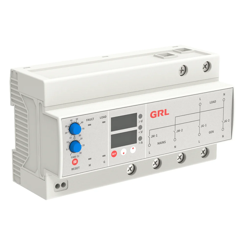 

GRL CB Automatic Transfer Switching (ATS) Dual Power Supply 10A-80A AC 230V Overload Alarm Voltage Current Display