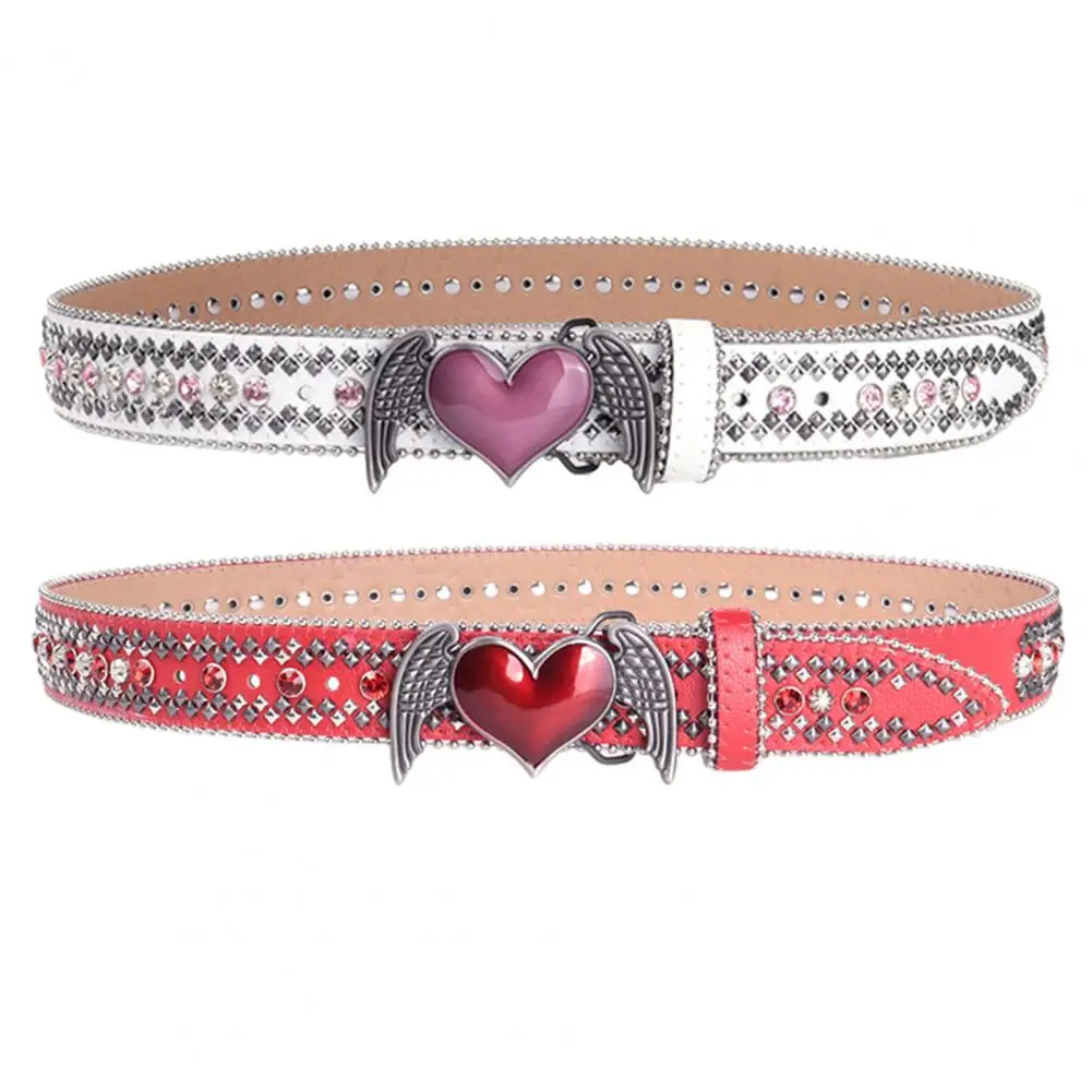 Multi-color Rhinestone Belt,Vintage PU Leather Punk Belt,Millennial Fashion Belt for Jeans Dresses,Hip Hop Accessories