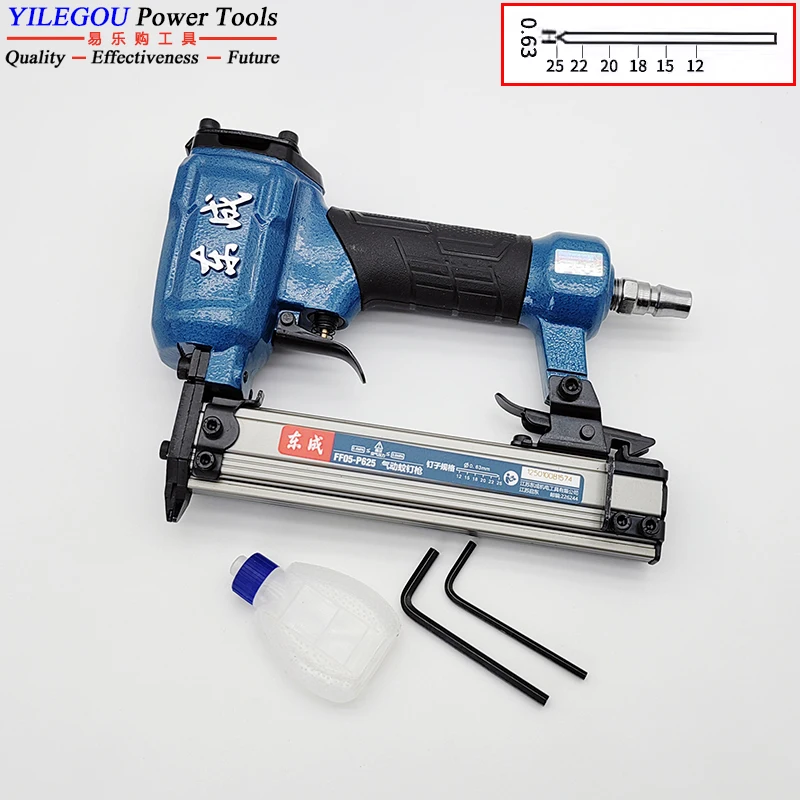 Dongcheng FF05-P625 Air Pin Nailer. 4-8 Bar Air Stapler for Grain Nail 100Pcs Air Nailer. Length 10-25mm Mosquito Nail Pneumatic