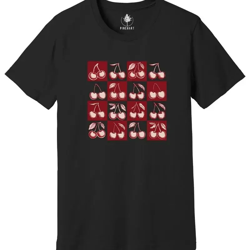 cherry Checkered T Shirt FruiT garden foodie lover