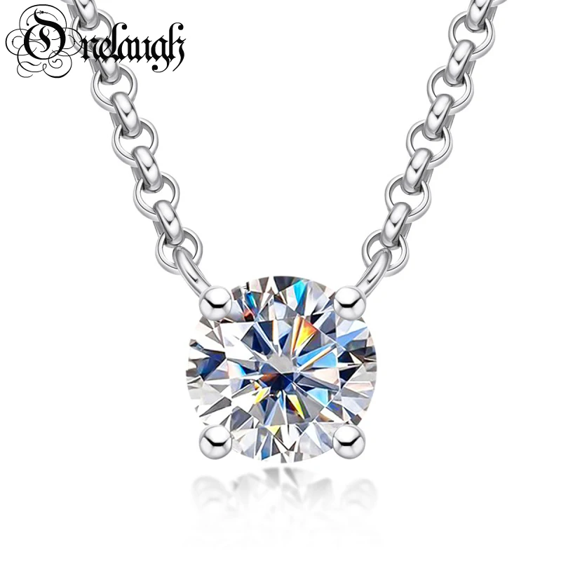 

Onelaugh Solid 1ct D Color Moissanite Diamond Pendant Necklace 925 Silver Moissanite Lab Simulated Diamond Engagement Necklace