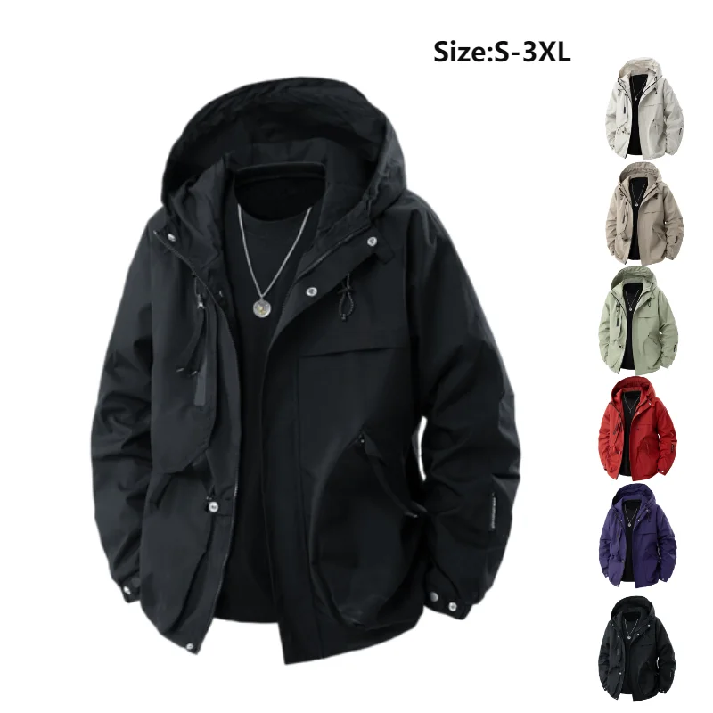 

TAFN 2025 Spring Autumn NEW Popular Fashion leisure Outdoors Adult Coat Versatile Windproof Solid Color Pockets Style Men Jacket