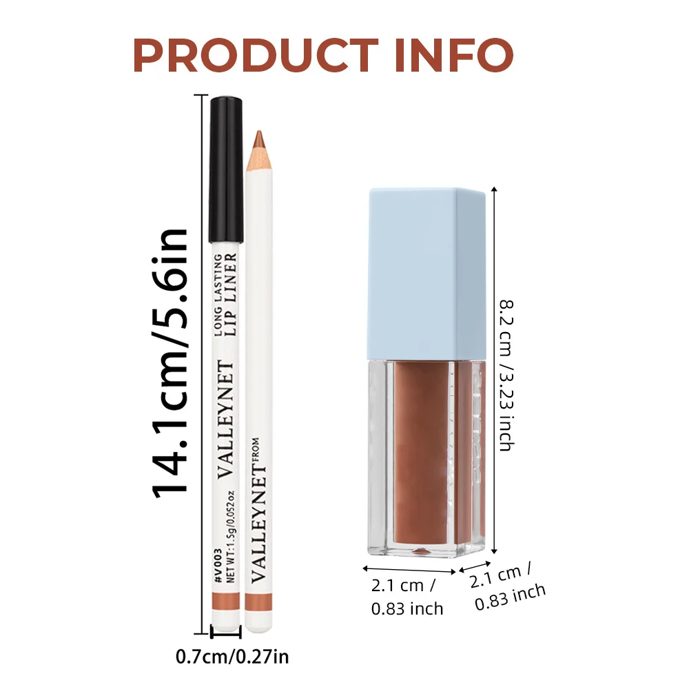 2 pezzi/set matita per labbra opaca + olio per labbra nudo combinato per labbra set di trucco per labbra impermeabile a lunga durata cosmetici per labbra dall'aspetto naturale quotidiano
