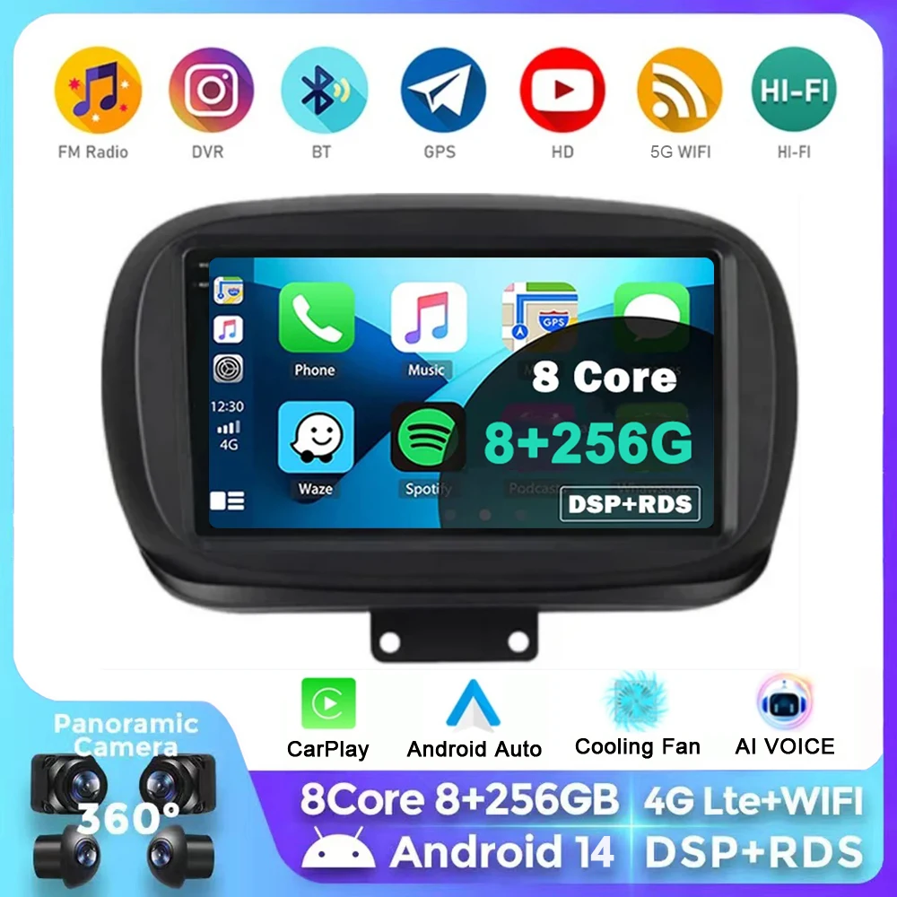 

2 Din Android 14 Car Radio For Fiat 500X 2014 - 2020 Multimedia Video Player GPS 4G Carplay Auto Stereo QLED IPS DVD Head Unit