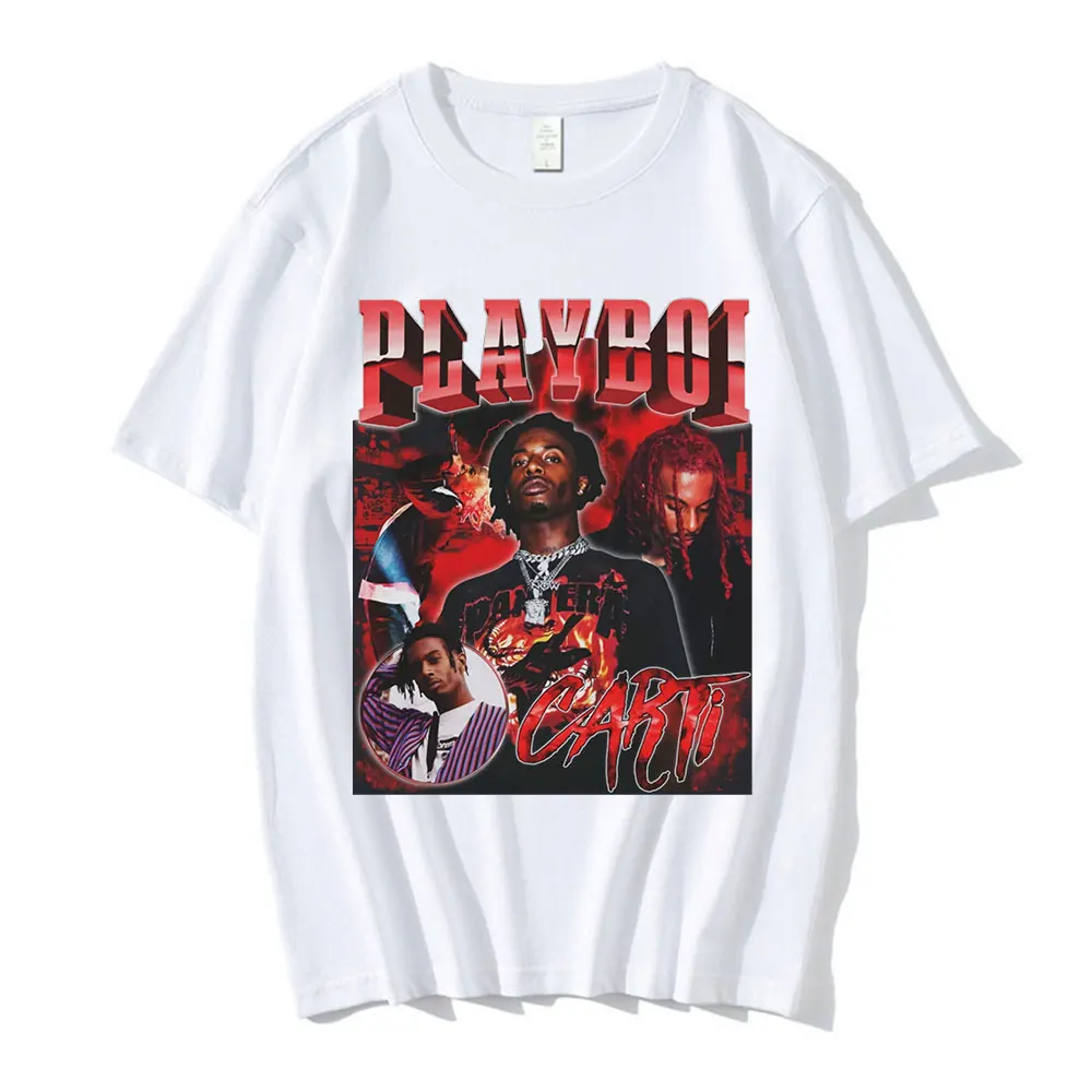 Hip Hop Rapper Playboi Carti T shirt Men Women Graphic Print T-shirts Oversized Streetwear Short Sleeve Male Cotton T-shirt