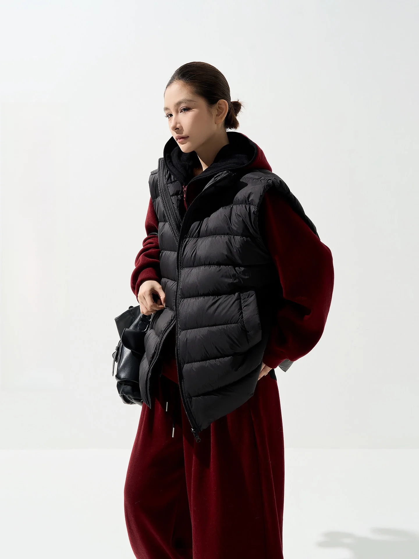 

Women's Loose Fit Casual White Du down Vest Autumn Winter Warm Outerwear Top Zipper Closure Color Korean Sle