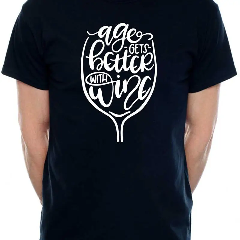 

Age Gets Better With Wine Funny Birthday Gift For Men Man's Tee