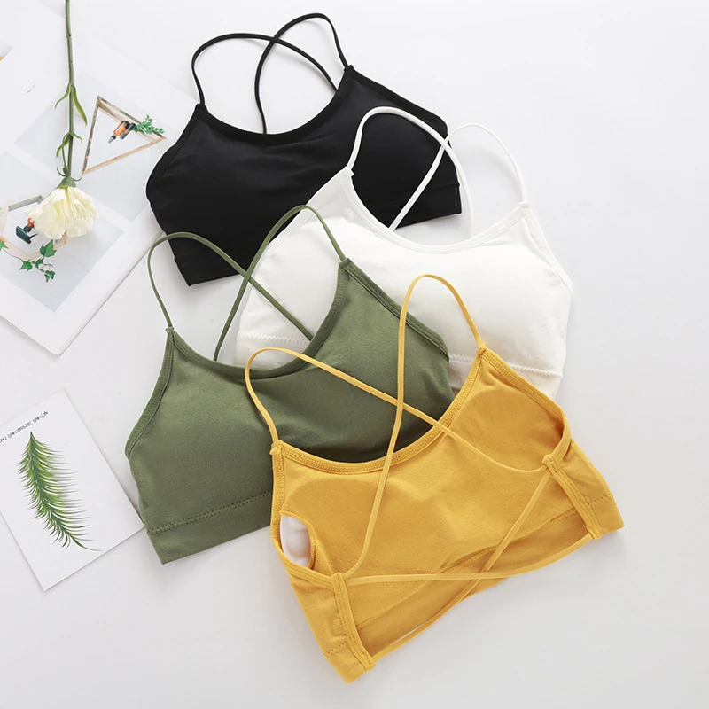 Summer Slim Home Sleep Bra Cross Beauty Back Strap Underwear Women's Sports Tank Top Small Chest Gathering Bra