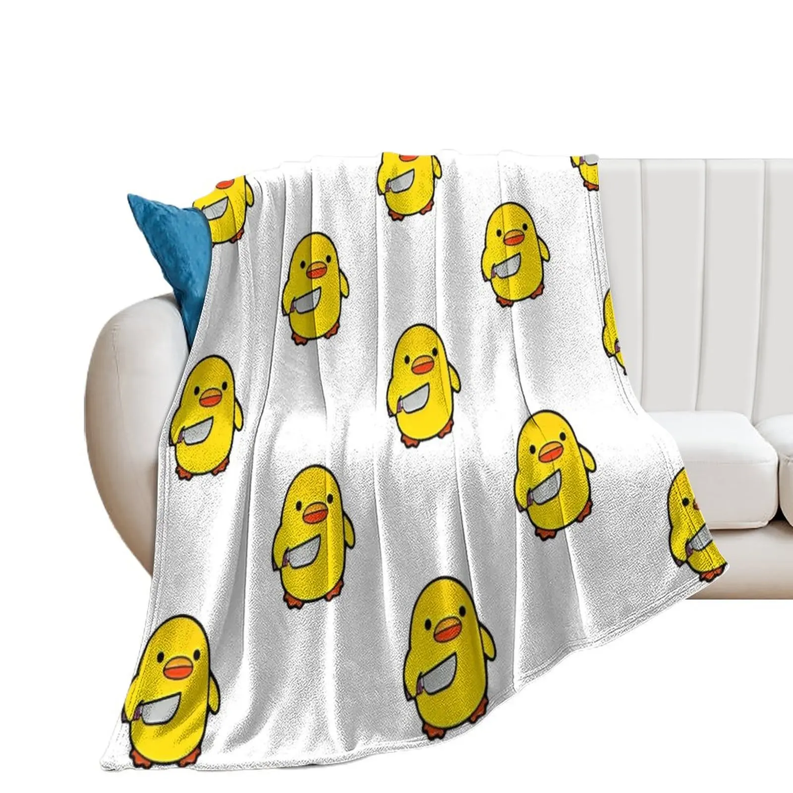 Duck with a Knife, Angry Cute Duck, Duck cute drawing, cute chicken with a knife, duck with knife meme, duckie Throw Blanket