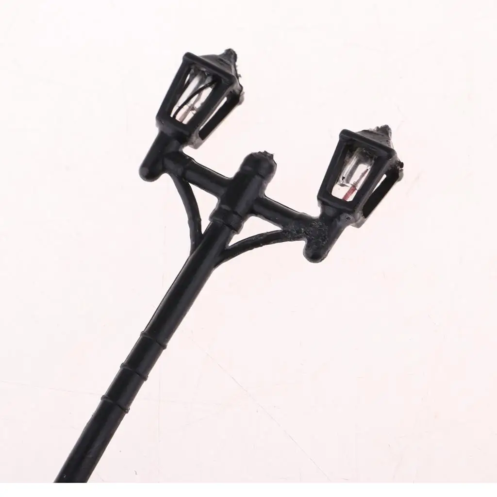 10pcs mini poste de lâmpada de paisagem de luz LED de rua para decorações de quintal ferroviário