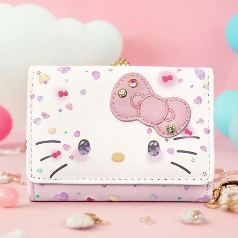 50. Jahrestag Hello Kitty Kawaii Brieftasche Kurz Cartoon Sanrio Girly Herz Niedlich Dreifach Kreative Geldbörse Geschenk Großhandel